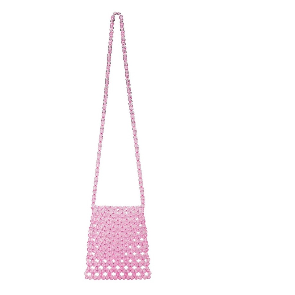 Pink clear beaded woven pink clear crossbody bag - Picture 10 of 15